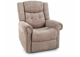 Крісло реклайнер електричне Parys Raven Темно-бежева тканина / Чорний каркас