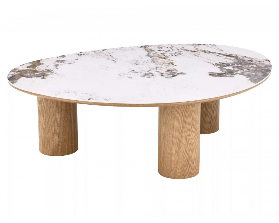 Стіл журнальний кавовий Adelis 110×80 см Білий / Дуб