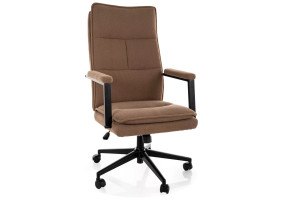 Крісло офісне комп'ютерне поворотне Q-091 Темно-бежева екошкіра / Чорний каркас