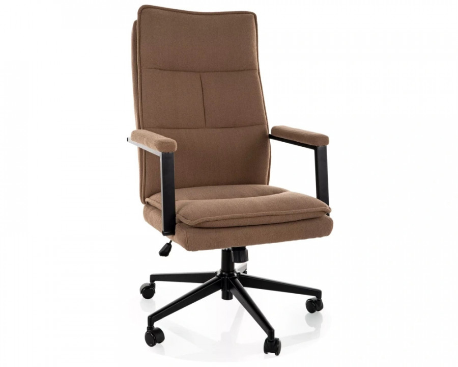 Крісло офісне комп'ютерне поворотне Q-091 Темно-бежева екошкіра / Чорний каркас