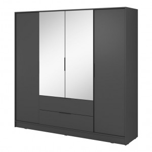 Шафа для одягу Келлі / Kelly 4DL 4-дверна з дзеркалом Графіт 206х51х200 см.