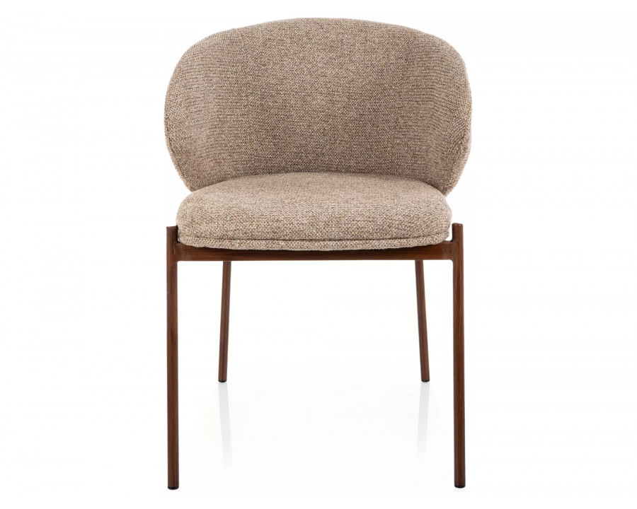 Стілець кухонний обідній м'який Kioto D Бежева тканина / Горіх каркас