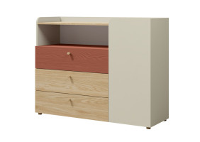 Комод YUKI REG 9 120х93х40 сірий / бежевий / дуб / коньяк