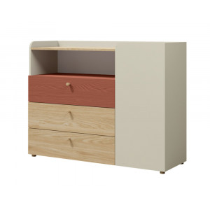 Комод YUKI REG 9 120х93х40 сірий / бежевий / дуб / коньяк