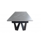 Стіл Аспен обідній розкладний керамічний, 180/260x90x75 см, Сірий мат чорні ноги