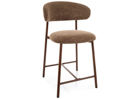 Напівбарний стілець кухонний Elton H-2 Noelle Капучіно тканина / Горіх каркас