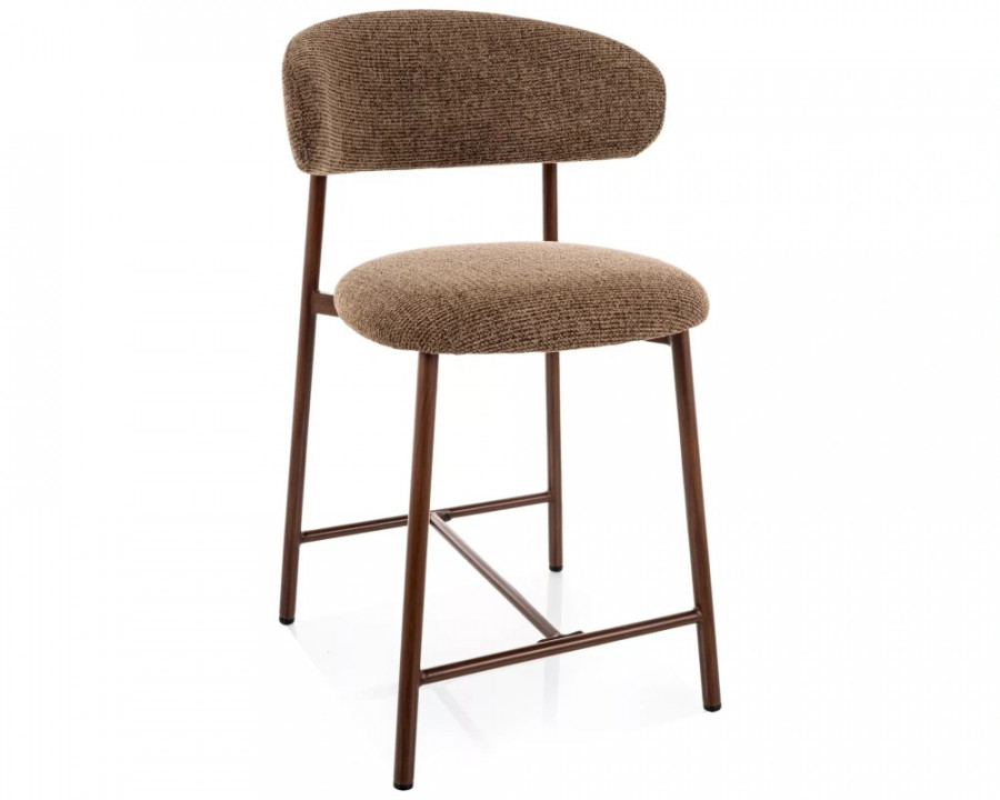 Напівбарний стілець кухонний Elton H-2 Noelle Капучіно тканина / Горіх каркас