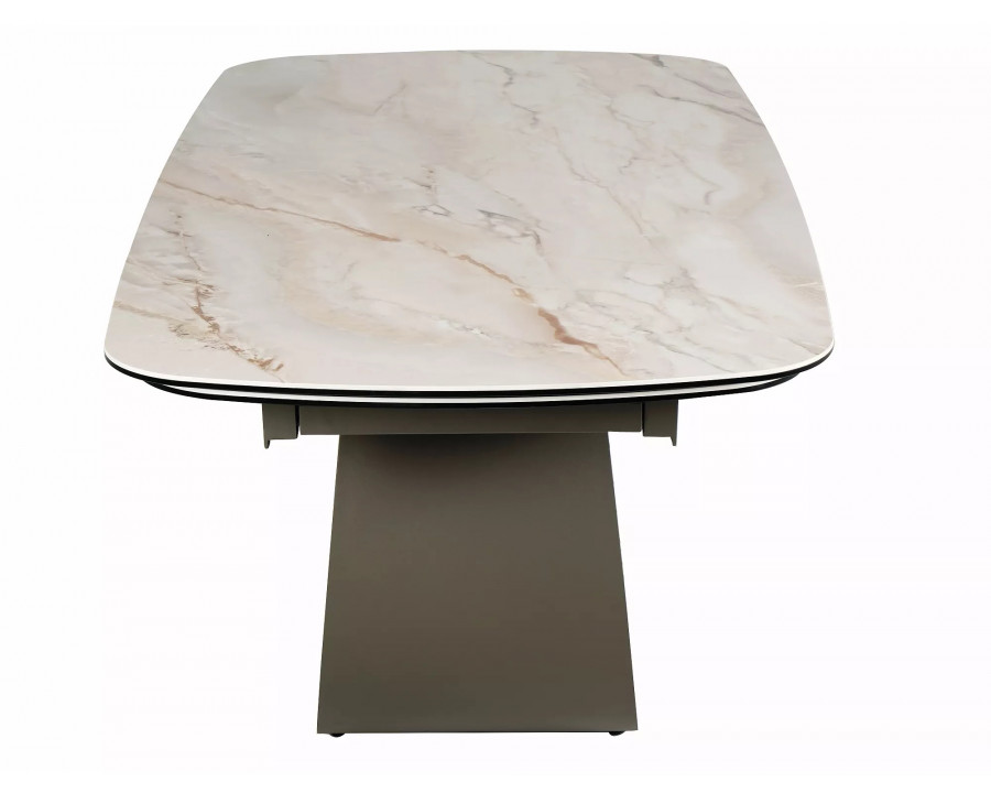 Стіл обідній кухонний розкладний Casablanca Ceramic (198–274)×98 см Кераміка Беж / Мідний каркас