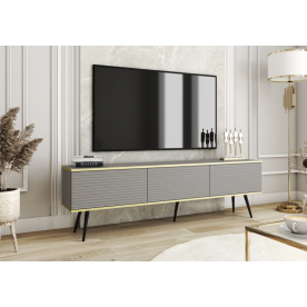 Тумба під телевізор Оро / Oro 3-дверна з чорними ніжками RTV175 MDF Сірий Ш175xВ53 см.