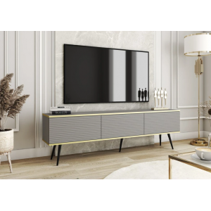 Тумба під телевізор Оро / Oro 3-дверна з чорними ніжками RTV175 MDF Сірий Ш175xВ53 см.