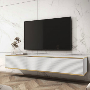 Тумба під телевізор навісна Оро / Oro 3-дверна RTV175 MDF Білий Ш175xВ30 см.