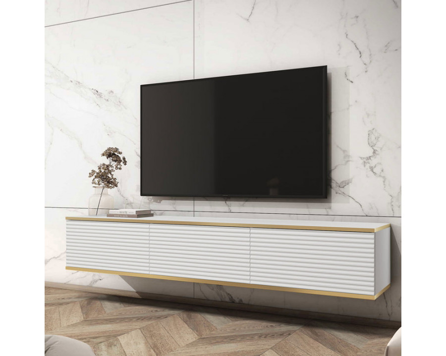 Тумба під телевізор навісна Оро / Oro 3-дверна RTV175 MDF Білий Ш175xВ30 см.