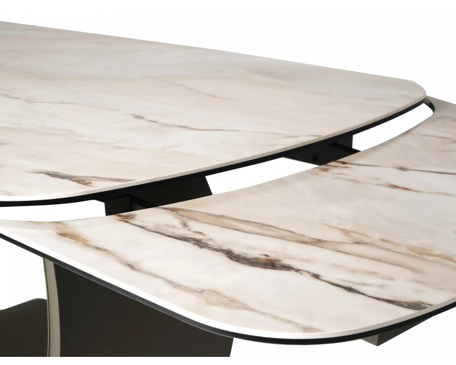 Стіл обідній кухонний розкладний Casablanca Ceramic (198–274)×98 см Кераміка Беж / Мідний каркас