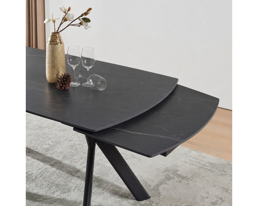 Стіл обідній розкладний NOREEN CERAMIC 140(200)*80 чорний / чорний