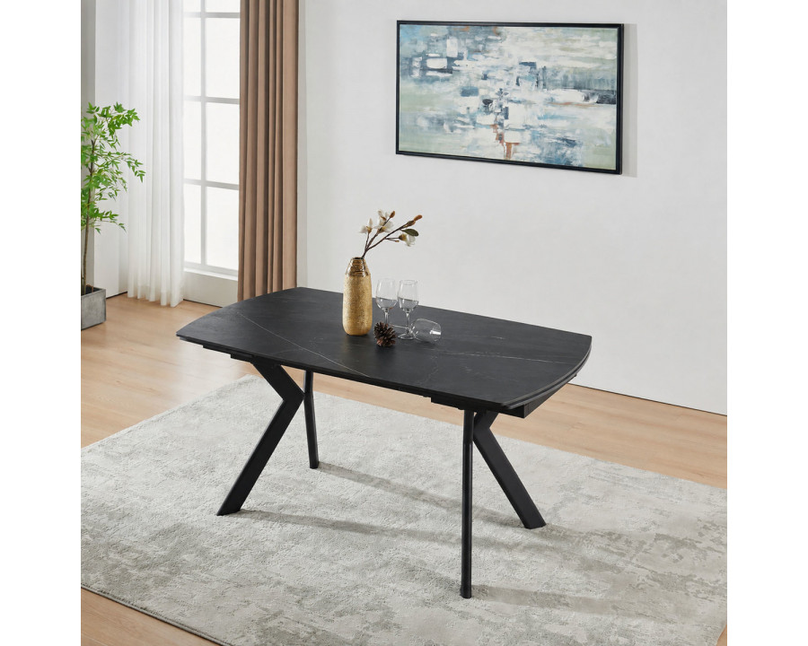 Стіл обідній розкладний NOREEN CERAMIC 140(200)*80 чорний / чорний