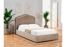 Ліжко полуторне м'яке Florencja Velvet 140×200 Темно-бежева велюр Bluvel