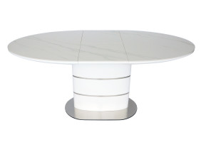 Стіл SANREMO CERAMIC білий ефект мармуру/білий глянець 160(200)X90