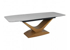 Стіл обідній розкладний DOLCE CERAMIC 180(240)*95 білий STATUARIO VENATO / дуб DOLCEBD180