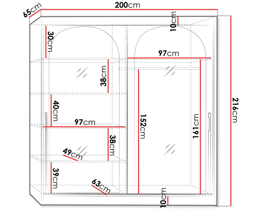 Шафа-купе MODIN 200 200х215х65 чорний / чорний