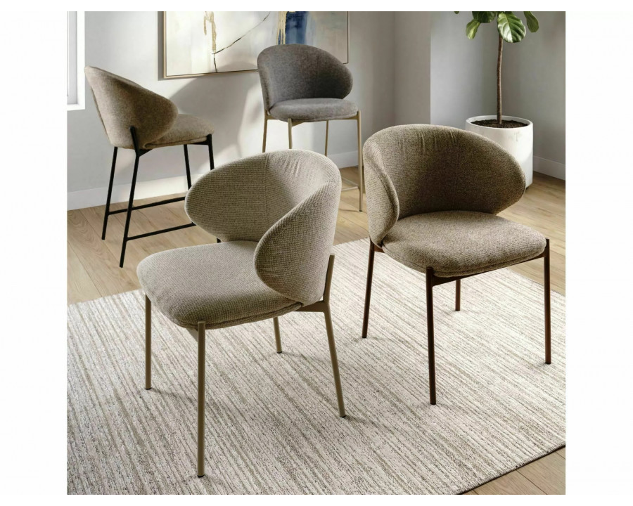 Стілець кухонний обідній м'який Kioto D Бежева тканина / Горіх каркас