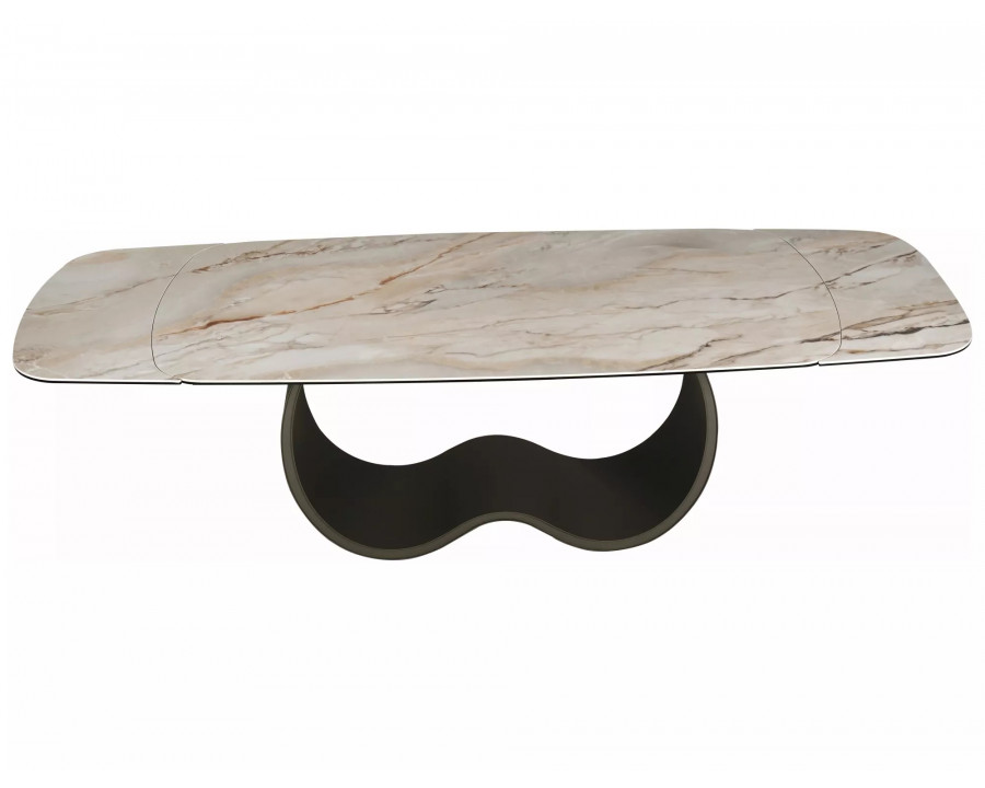 Стіл обідній кухонний розкладний Casablanca Ceramic (198–274)×98 см Кераміка Беж / Мідний каркас