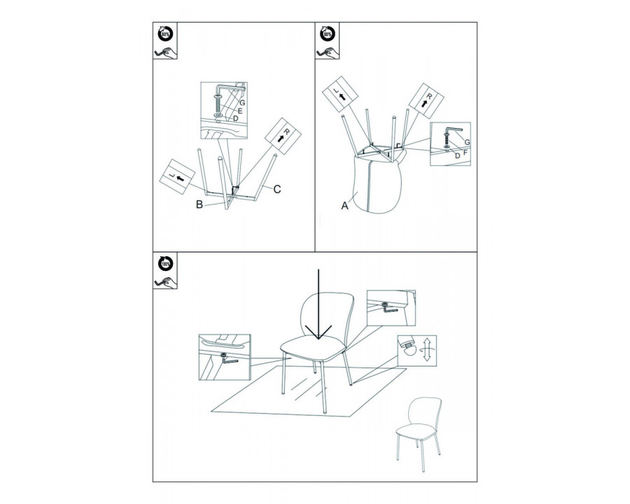 Стілець кухонний CARO Чорний каркас / Коричневий тканина