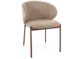 Стілець кухонний обідній м'який Kioto D Бежева тканина / Горіх каркас