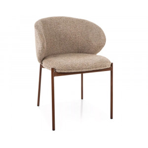 Стілець кухонний обідній м'який Kioto D Бежева тканина / Горіх каркас
