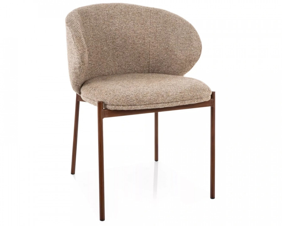 Стілець кухонний обідній м'який Kioto D Бежева тканина / Горіх каркас