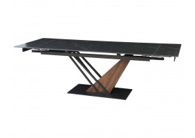 Стіл FERNANDO CERAMIC 180(240)*90 чорний мат/темний горіх