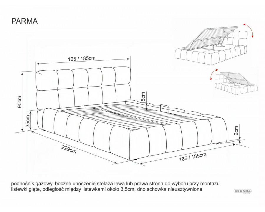 Ліжко двоспальне м'яке Parma Raven 160×200 Бежева тканина
