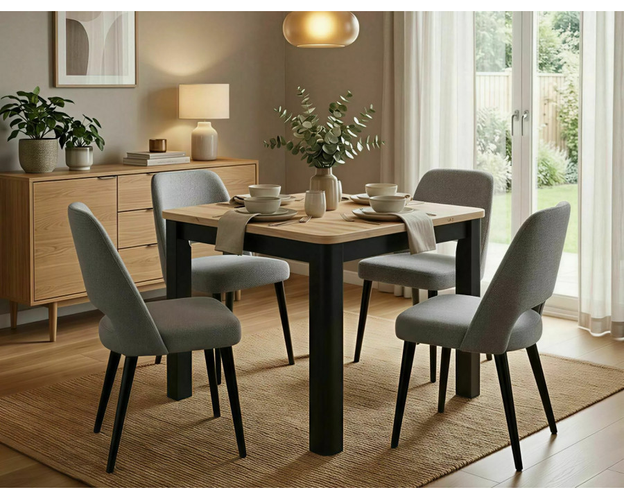 Стіл обідній кухонний розкладний Oskar (80–200)×80 см Ламінована плита Дуб / Чорний каркас