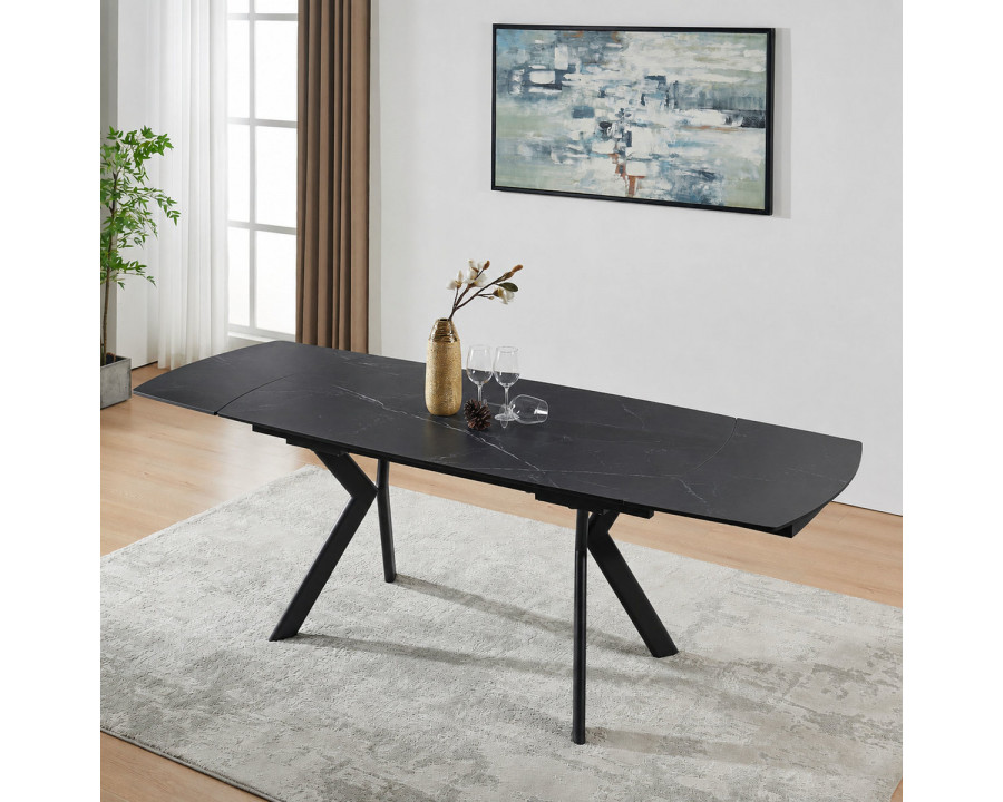 Стіл обідній розкладний NOREEN CERAMIC 140(200)*80 чорний / чорний