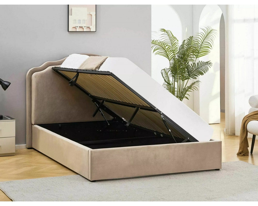 Ліжко полуторне м'яке Florencja Velvet 140×200 Темно-бежева велюр Bluvel