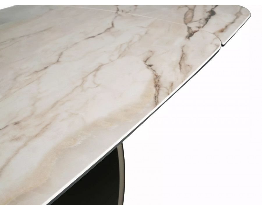 Стіл обідній кухонний розкладний Casablanca Ceramic (198–274)×98 см Кераміка Беж / Мідний каркас