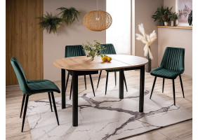 Стіл DANTE круглий розсувний 102(142)X102 дуб ремісничий/чорний