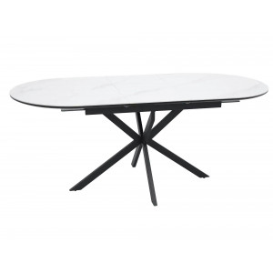 Стіл обідній розкладний GASTON CERAMIC 140(180)*80 білий / чорний GASTONBC140
