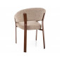 Стілець кухонний обідній м'який Nagoja D Бежева тканина / Горіх каркас