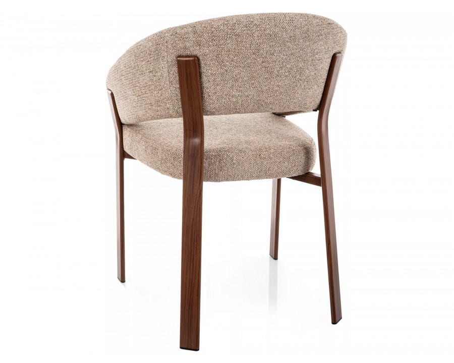 Стілець кухонний обідній м'який Nagoja D Бежева тканина / Горіх каркас