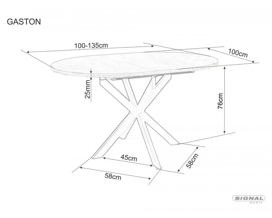 Стіл обідній кухонний розкладний Gaston Ceramic 100 (100–135)×100 см МДФ + кераміка Беж / Кашемір каркас