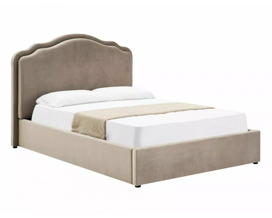 Ліжко двоспальне м'яке Florencja Velvet 160×200 Темно-бежева велюр Bluvel