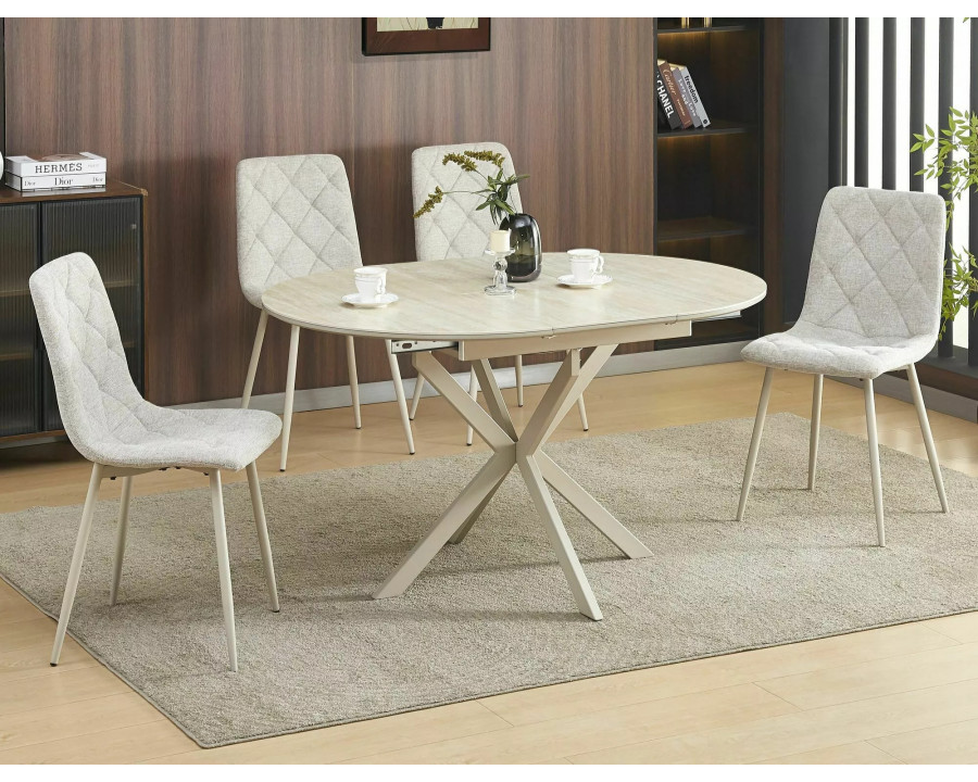 Стіл обідній кухонний розкладний Gaston Ceramic 100 (100–135)×100 см МДФ + кераміка Беж / Кашемір каркас