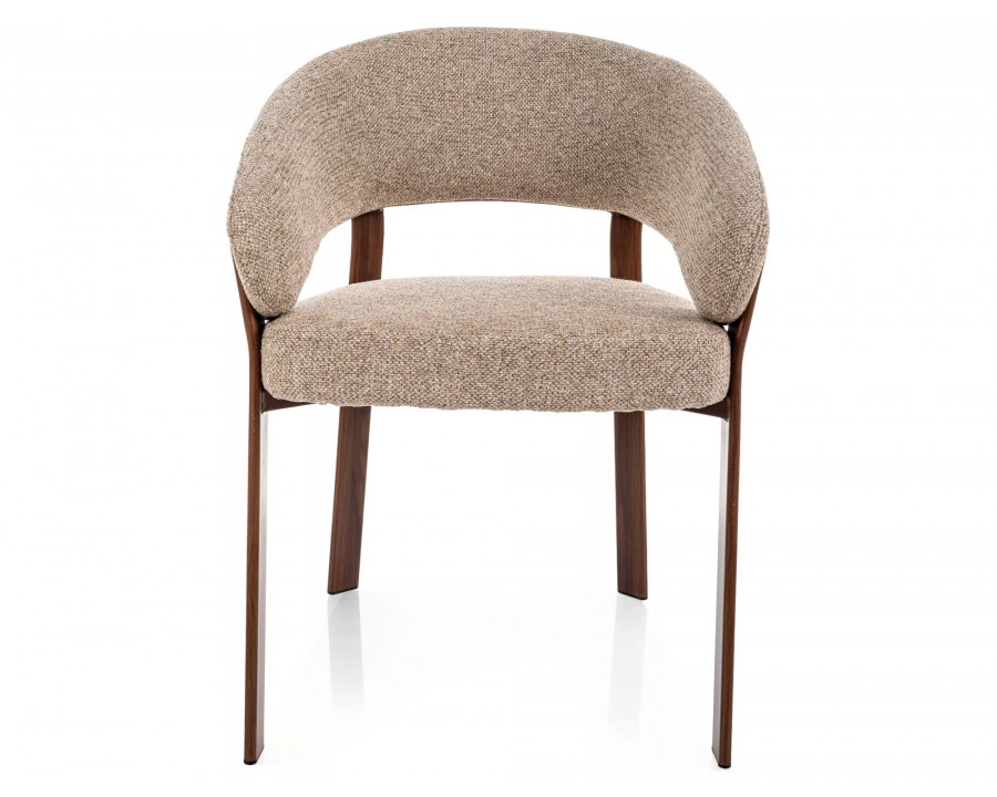 Стілець кухонний обідній м'який Nagoja D Бежева тканина / Горіх каркас
