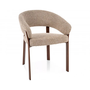 Стілець кухонний обідній м'який Nagoja D Бежева тканина / Горіх каркас