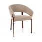 Стілець кухонний обідній м'який Nagoja D Бежева тканина / Горіх каркас