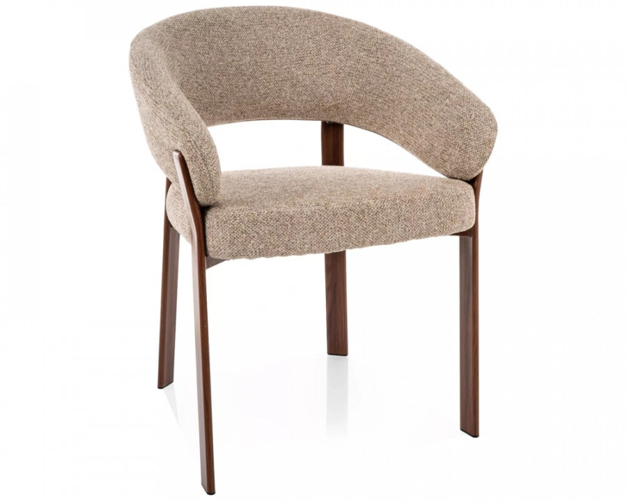 Стілець кухонний обідній м'який Nagoja D Бежева тканина / Горіх каркас