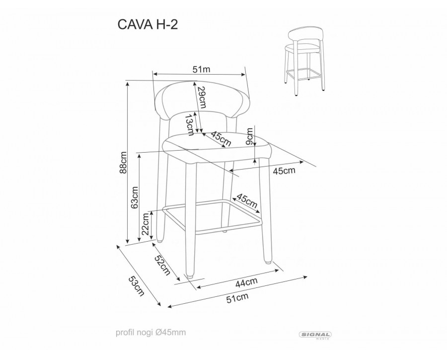 Напівбарний стілець кухонний Cava H-2 Бежева тканина / Бежевий каркас