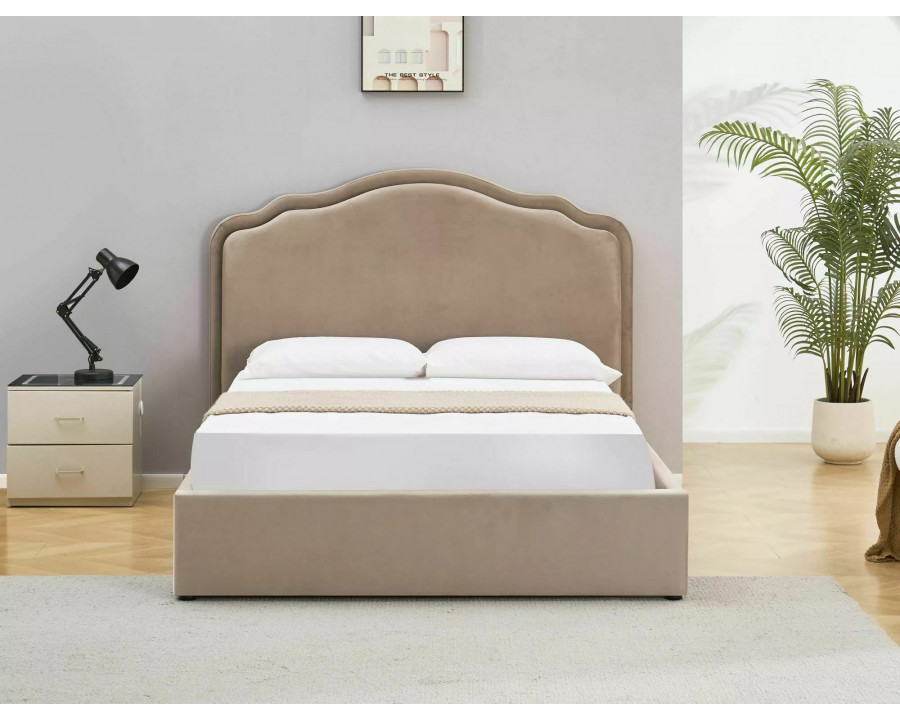 Ліжко двоспальне м'яке Florencja Velvet 160×200 Темно-бежева велюр Bluvel