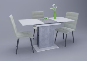Стіл обідній Intarsio Stoun 100(135)x60 см Біла Аляска / Індастріал