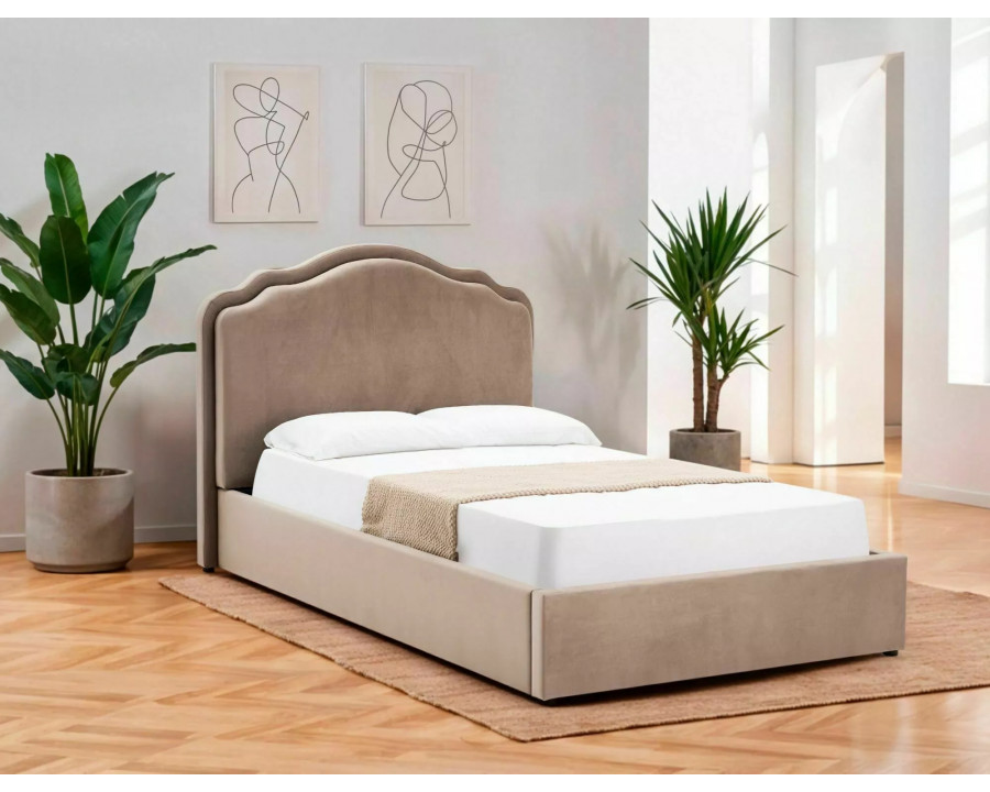 Ліжко двоспальне м'яке Florencja Velvet 160×200 Темно-бежева велюр Bluvel